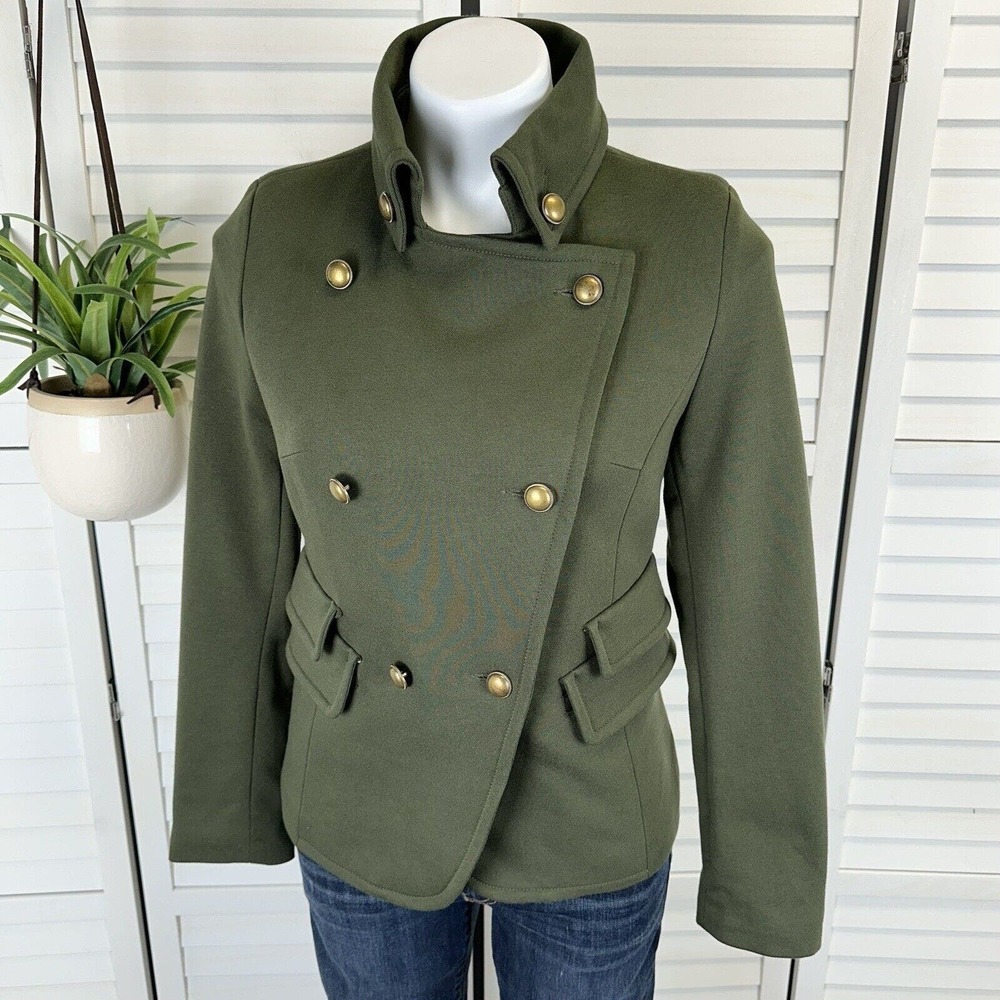New Montana Clothing Company Double Breasted Green Military Knit Jacket Size S